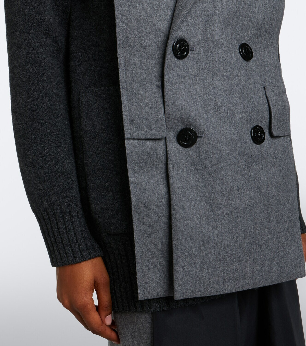Sacai Layered wool-blend cardigan