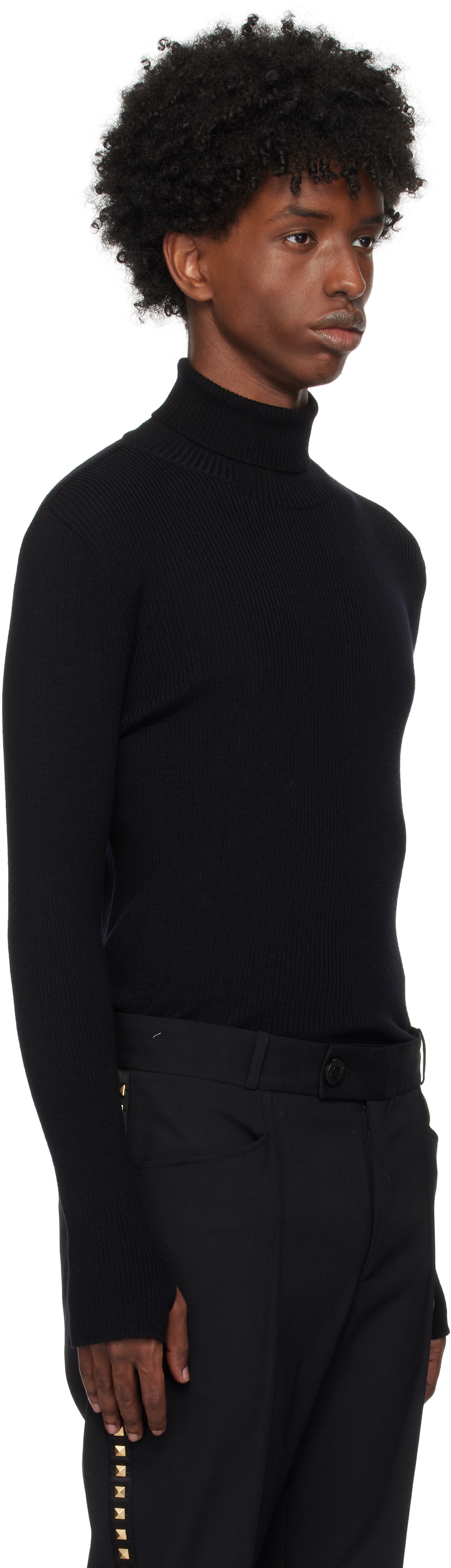 Ernest W. Baker Black Ribbed Turtleneck