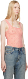 Marine Serre SSENSE Exclusive Pink Recycled Mesh Flock Bodysuit
