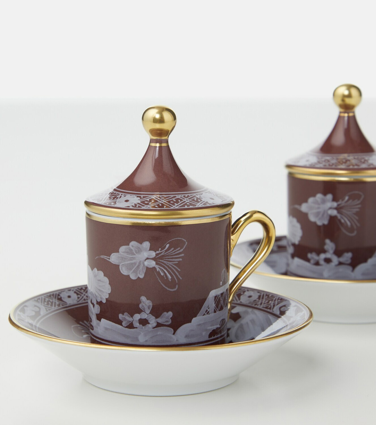 Ginori 1735 Oriente Italiano set of 2 porcelain coffee cups and saucers