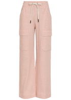 Moncler Logo-appliquéd Linen-blend Sweatpants Light Pink