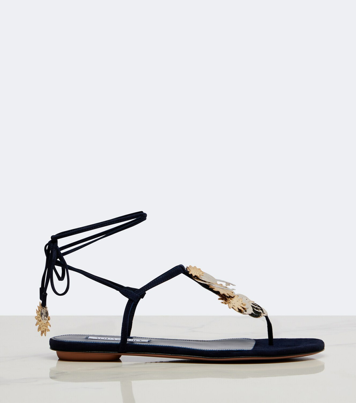 Aquazzura Night Stars embellished suede thong sandals
