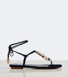 Aquazzura Night Stars embellished suede thong sandals
