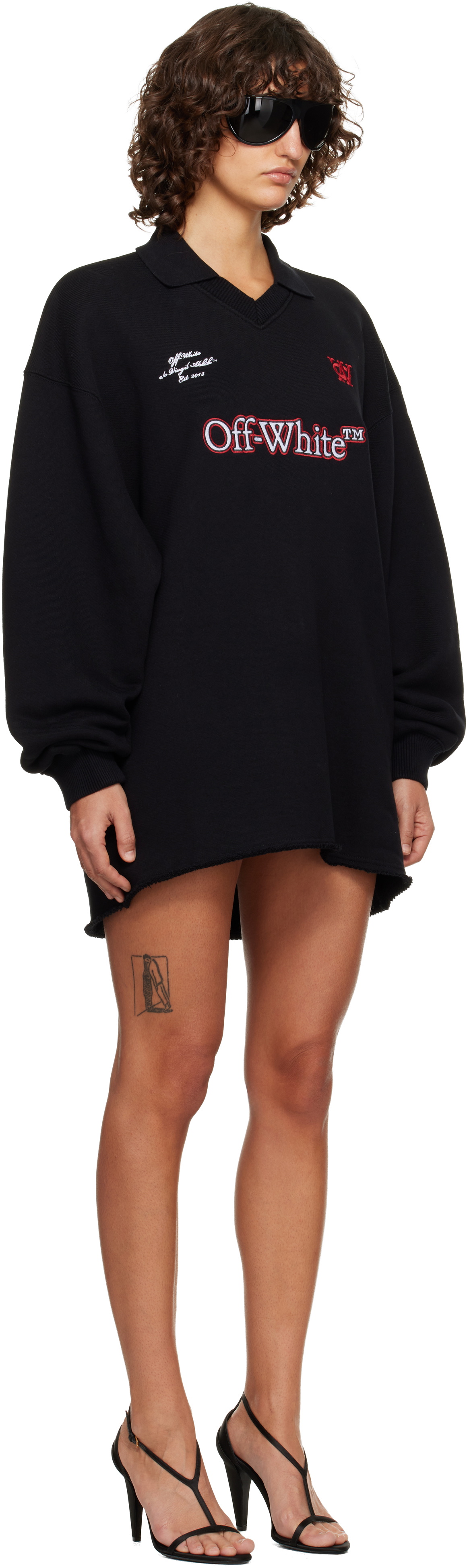 Off-White Black Sporty Polo Sweat Minidress
