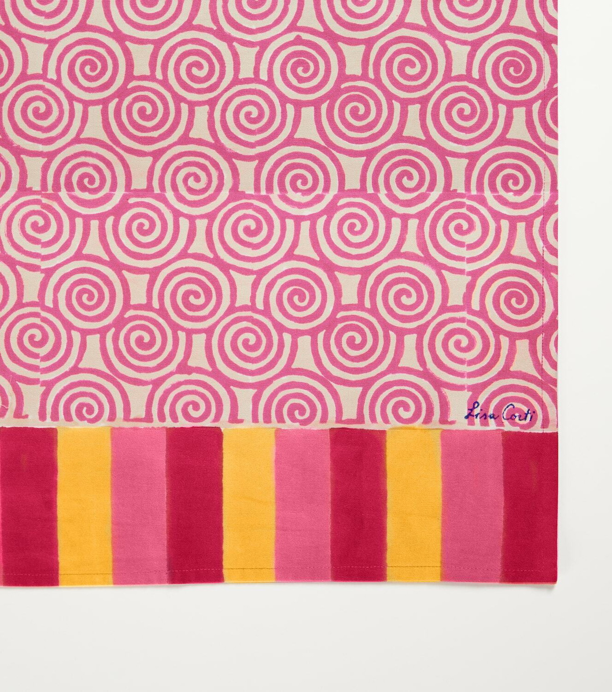Lisa Corti Camelia Magenta cotton table runner