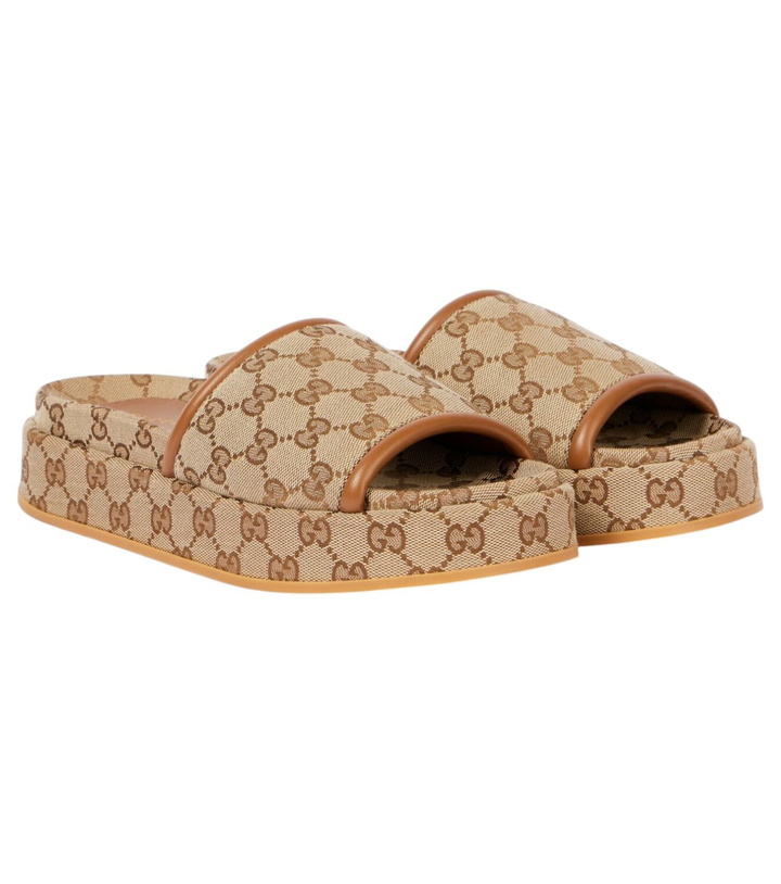 Photo: Gucci GG Canvas platform slides