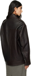 Nour Hammour Brown Drey Leather Bomber Jacket