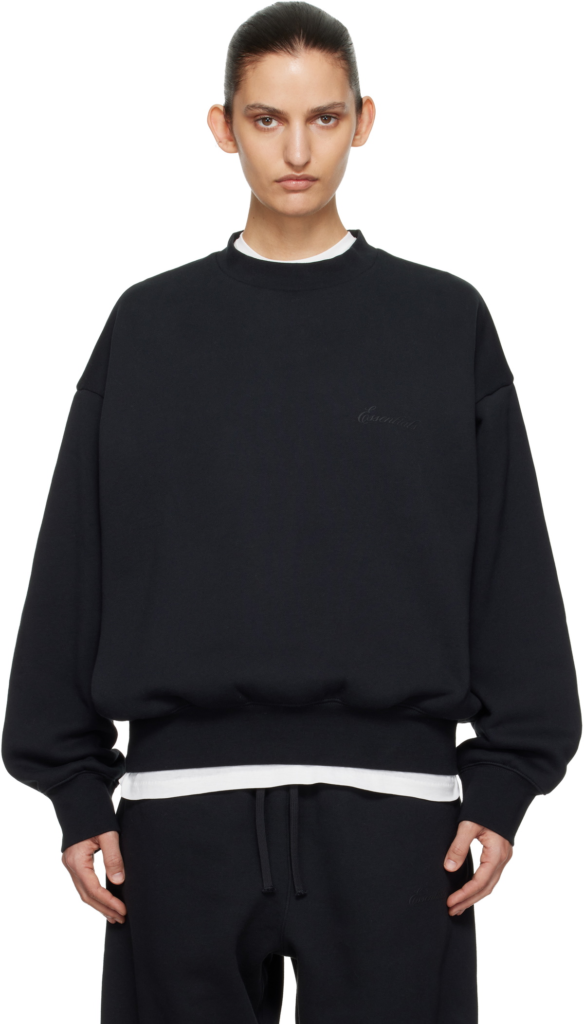 Fear of God ESSENTIALS Black Classic Crewneck Sweatshirt
