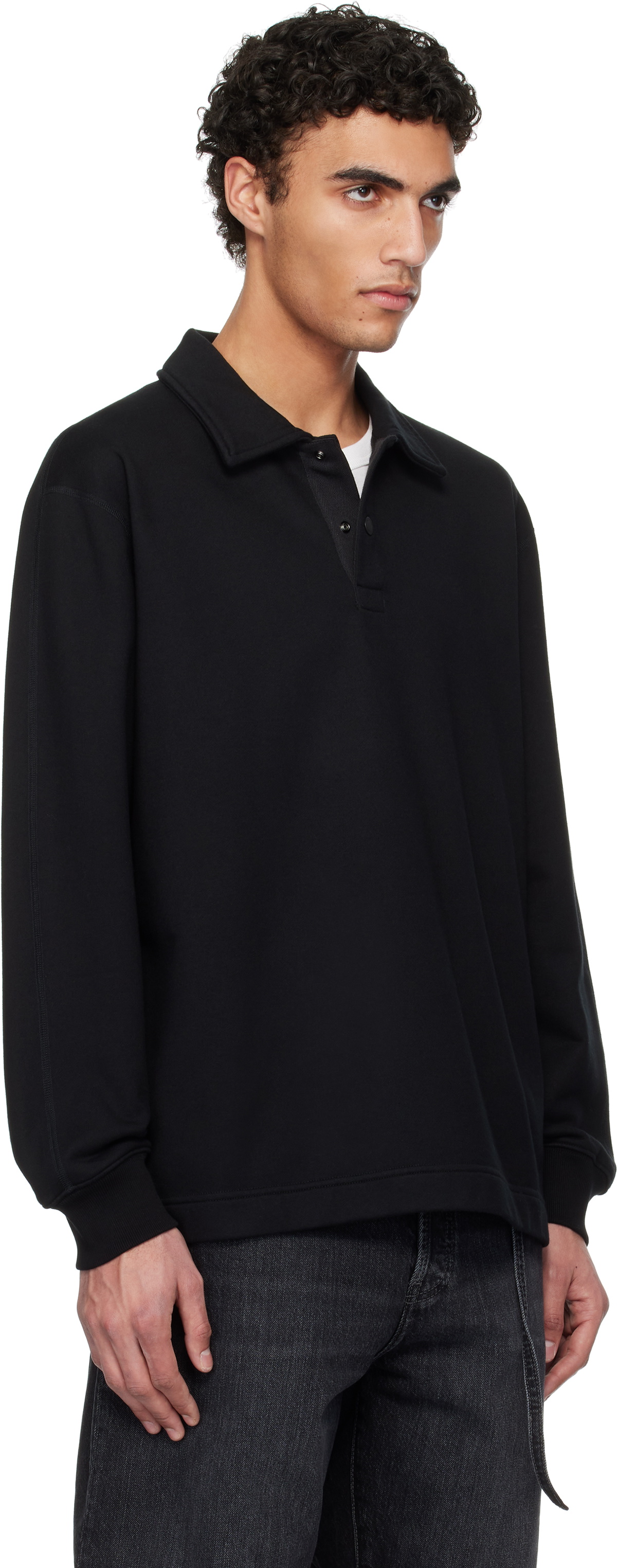 Reigning Champ Black Midweight Terry Rugby Standard Polo