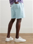 Belstaff - Straight-Leg Logo-Appliquéd Cotton-Jersey Drawstring Shorts - Blue