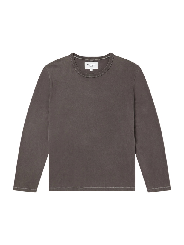 Photo: Corridor - Garment-Dyed Cotton-Jersey T-Shirt - Gray