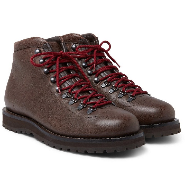 Photo: Brunello Cucinelli - Fleece-Lined Burnished-Leather Boots - Men - Brown