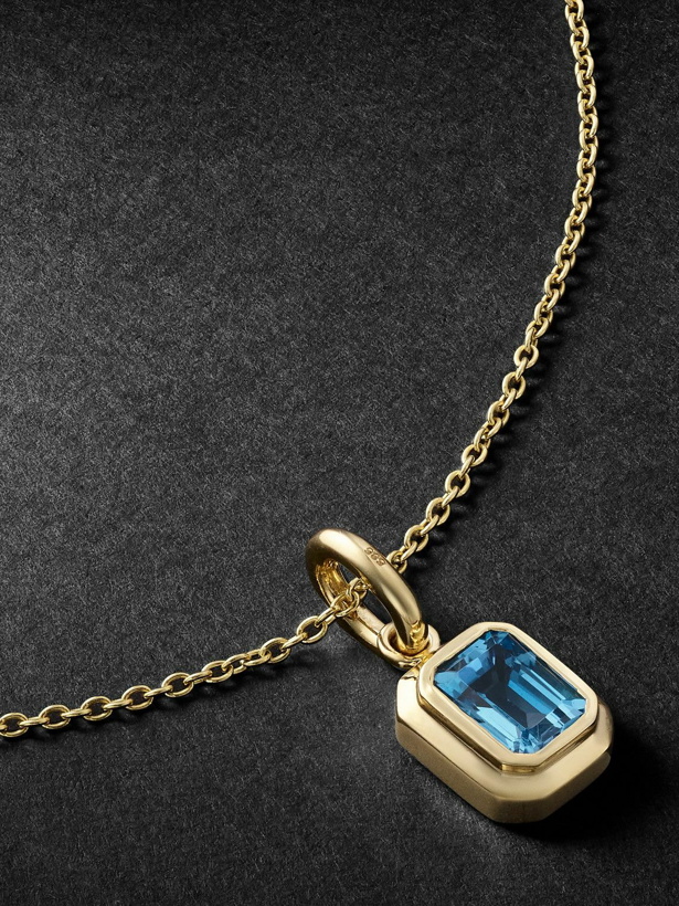 Photo: 42 Suns - Small 14-Karat Gold Blue Topaz Pendant Necklace