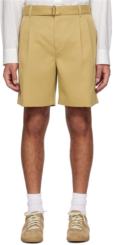 Photo: Solid Homme Beige Pleated Shorts