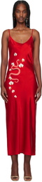 Silk Laundry Red 1996 'Year of the Snake' Midi Dress