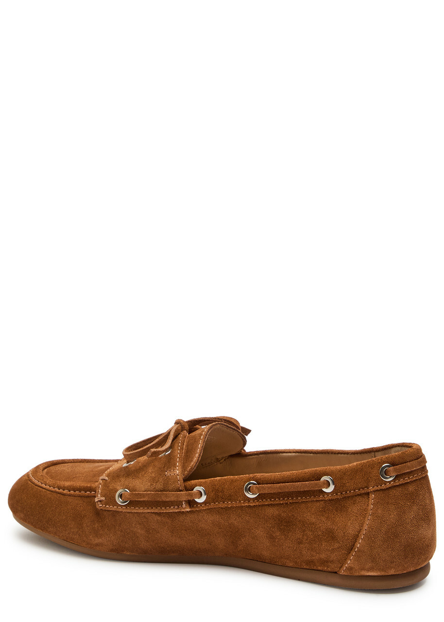 Stuart Weitzman Tinsley Moccasin Suede Loafers Brown