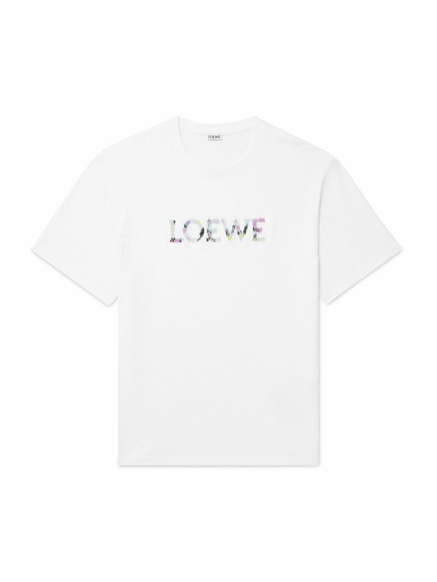 Photo: LOEWE - Logo-Embroidered Cotton-Jersey T-Shirt - White