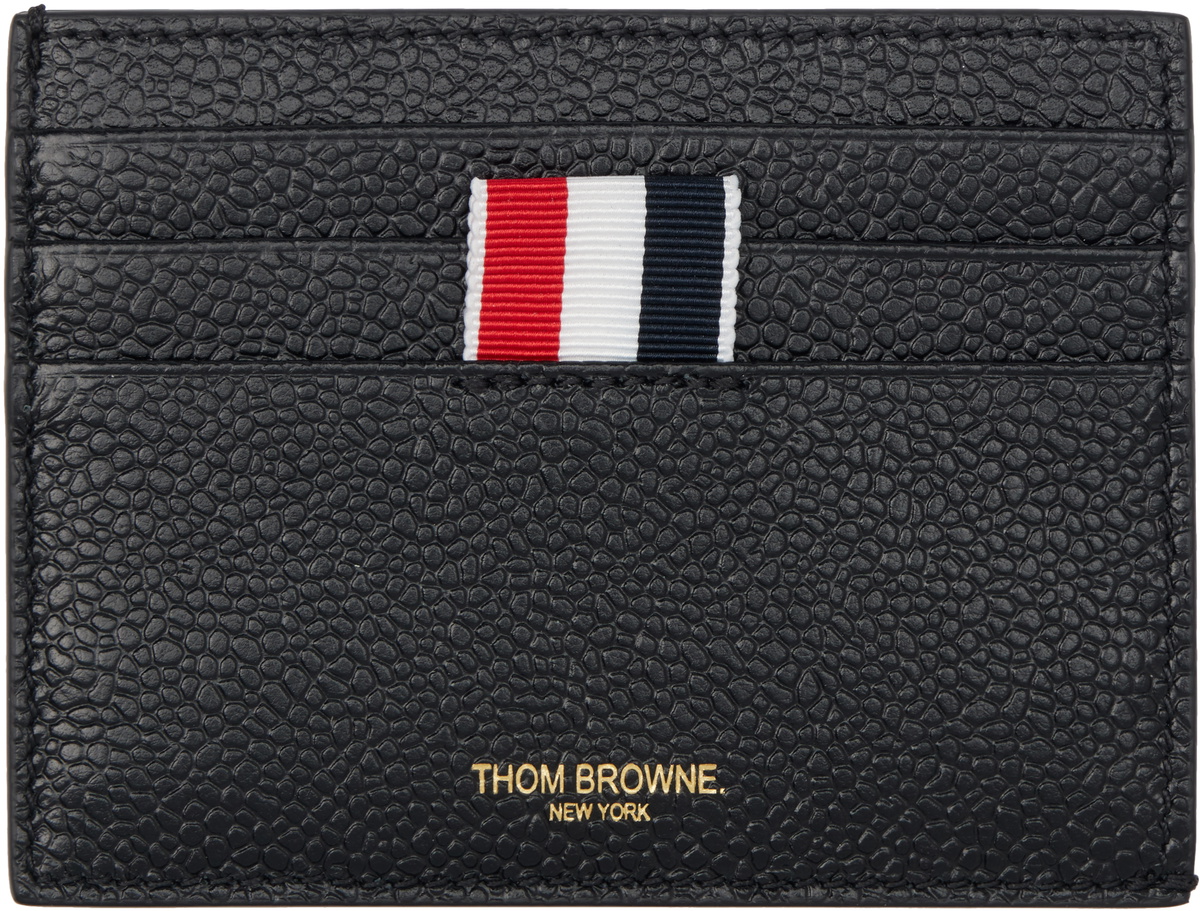 Thom Browne Black Pebble Grain Note Compartment Card Holder