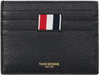 Thom Browne Black Pebble Grain Note Compartment Card Holder