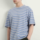 YMC Men's Triple Rapport Stripe T Shirt in Blue Multi