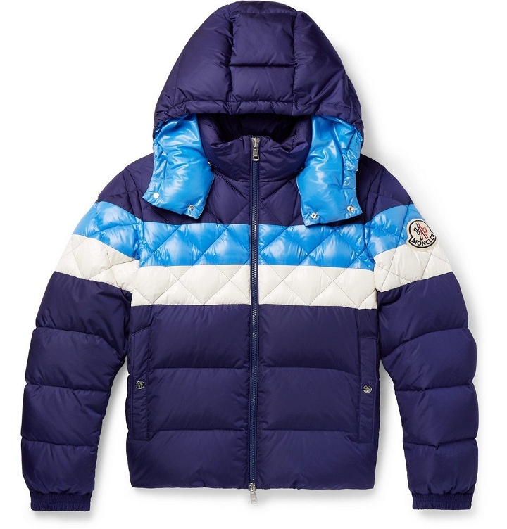 Photo: Moncler - Janvry Slim-Fit Colour-Block Quilted Shell Hooded Down Jacket - Blue