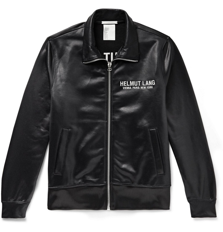 Photo: Helmut Lang - Logo-Embroidered Coated Loopback Jersey Track Jacket - Black