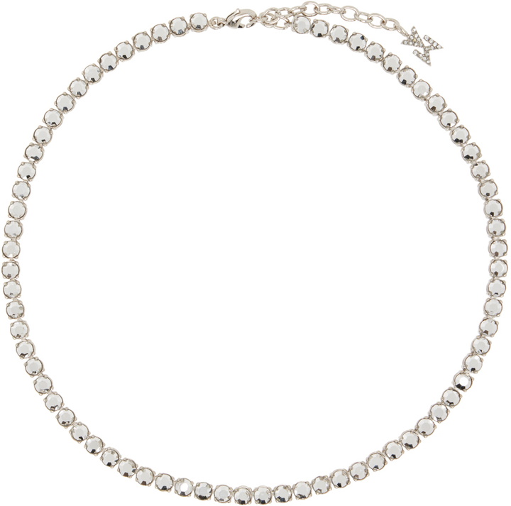 Photo: Amina Muaddi Silver Tennis Necklace