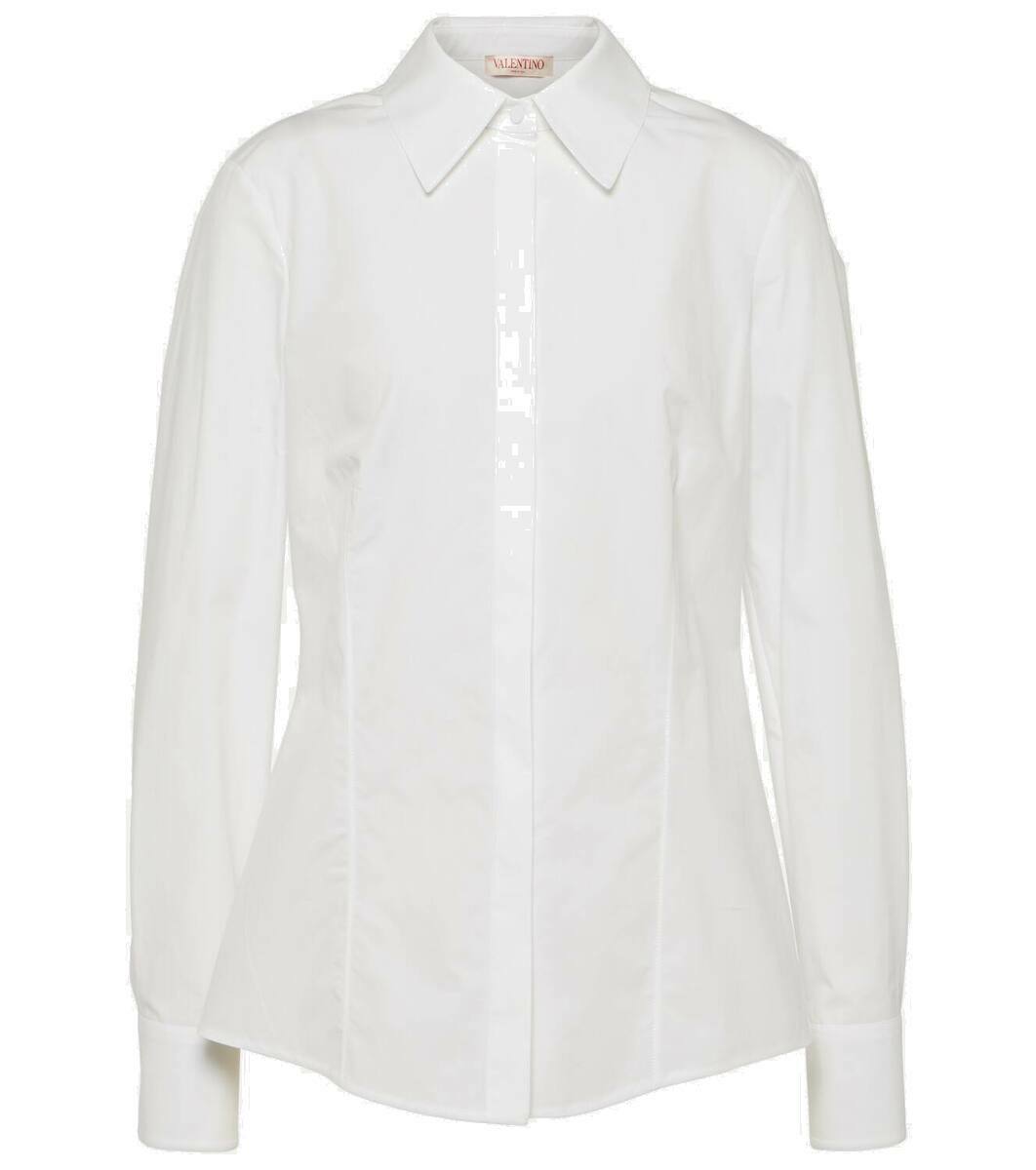 VALENTINO Size XL White Solid Cotton Tuxedo Long Sleeve Shirt main image 1