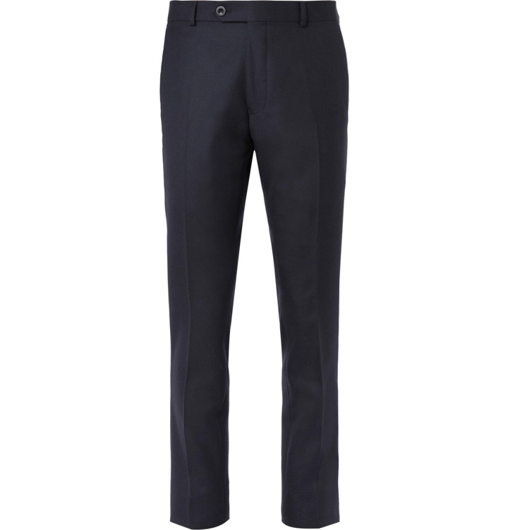 Photo: Mr P. - Slim-Fit Navy Worsted Wool Trousers - Blue