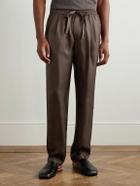 Dolce&Gabbana - Tapered Pleated Silk-Twill Drawstring Suit Trousers - Brown