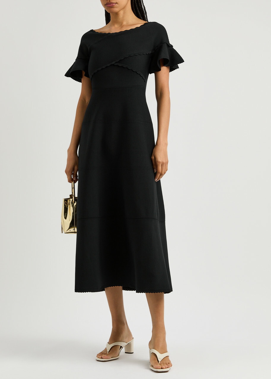 knee length dresses for ladies Clover Cape Sleeve Ankle Gown – Black main image 0