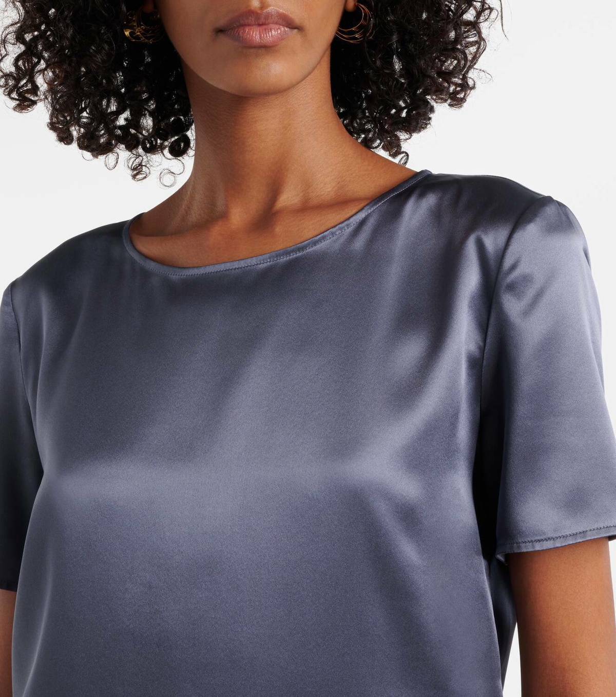 Max Mara Women 'Dida' Blue Crewneck T-Shirt In Silk Woman