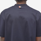 Thom Browne Men's 4 Bar Mock Neck T-Shirt in Navy