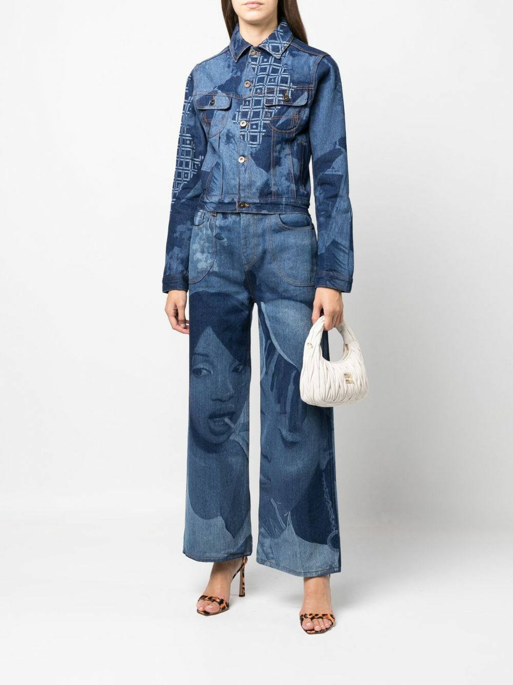 Ahluwalia Blue Lolly Printed Wide-Leg Jeans
