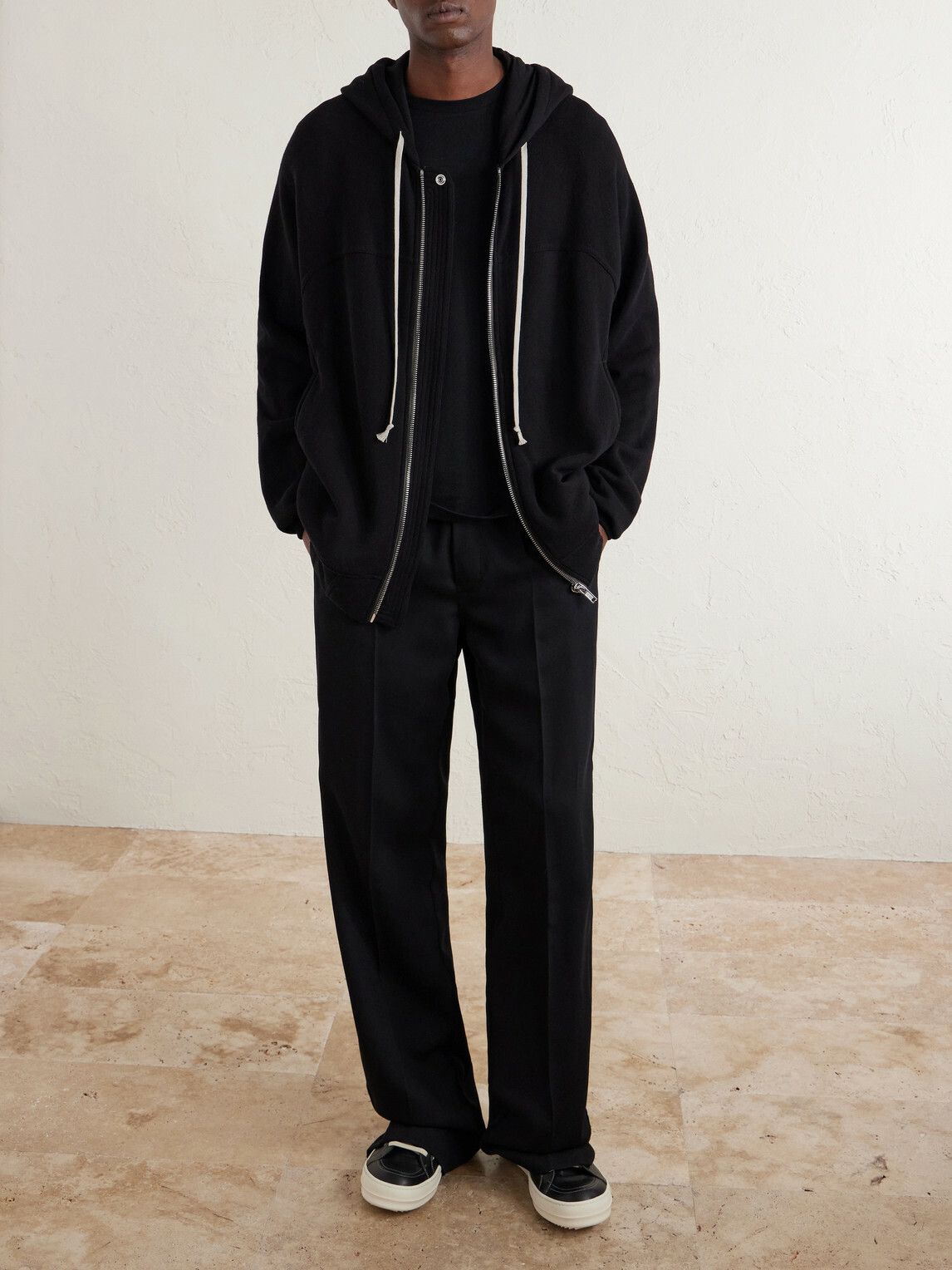 Rick Owens - Organic Cotton-Terry Zip-Up Hoodie - Black