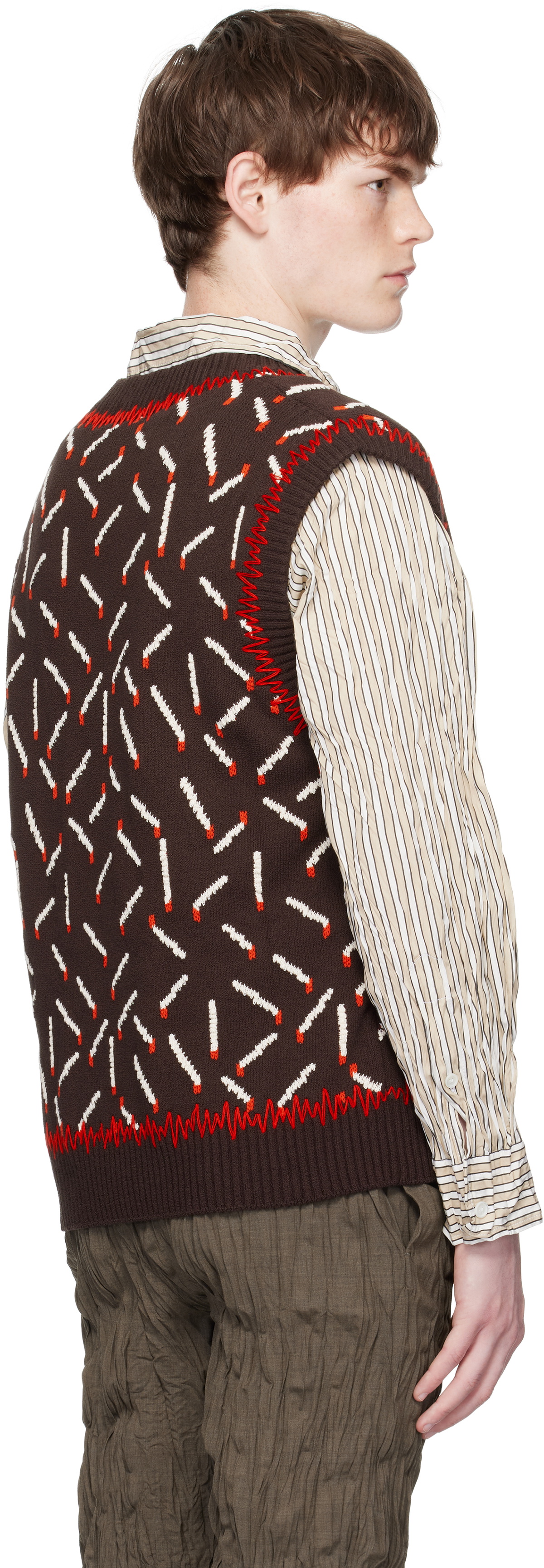 Bottega Veneta Brown Cotton Jacquard Matches Vest