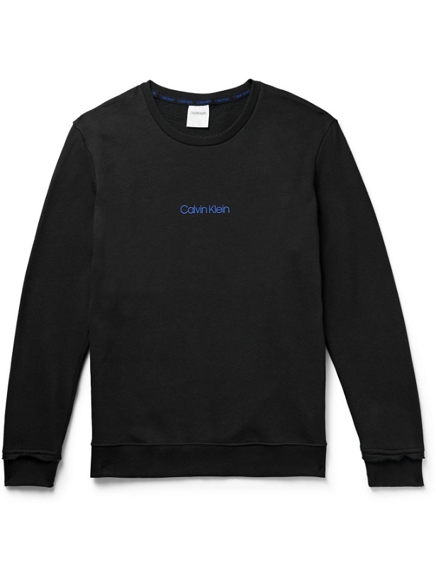 Photo: CALVIN KLEIN UNDERWEAR - Logo-Print Loopback Cotton-Blend Jersey Sweatshirt - Black