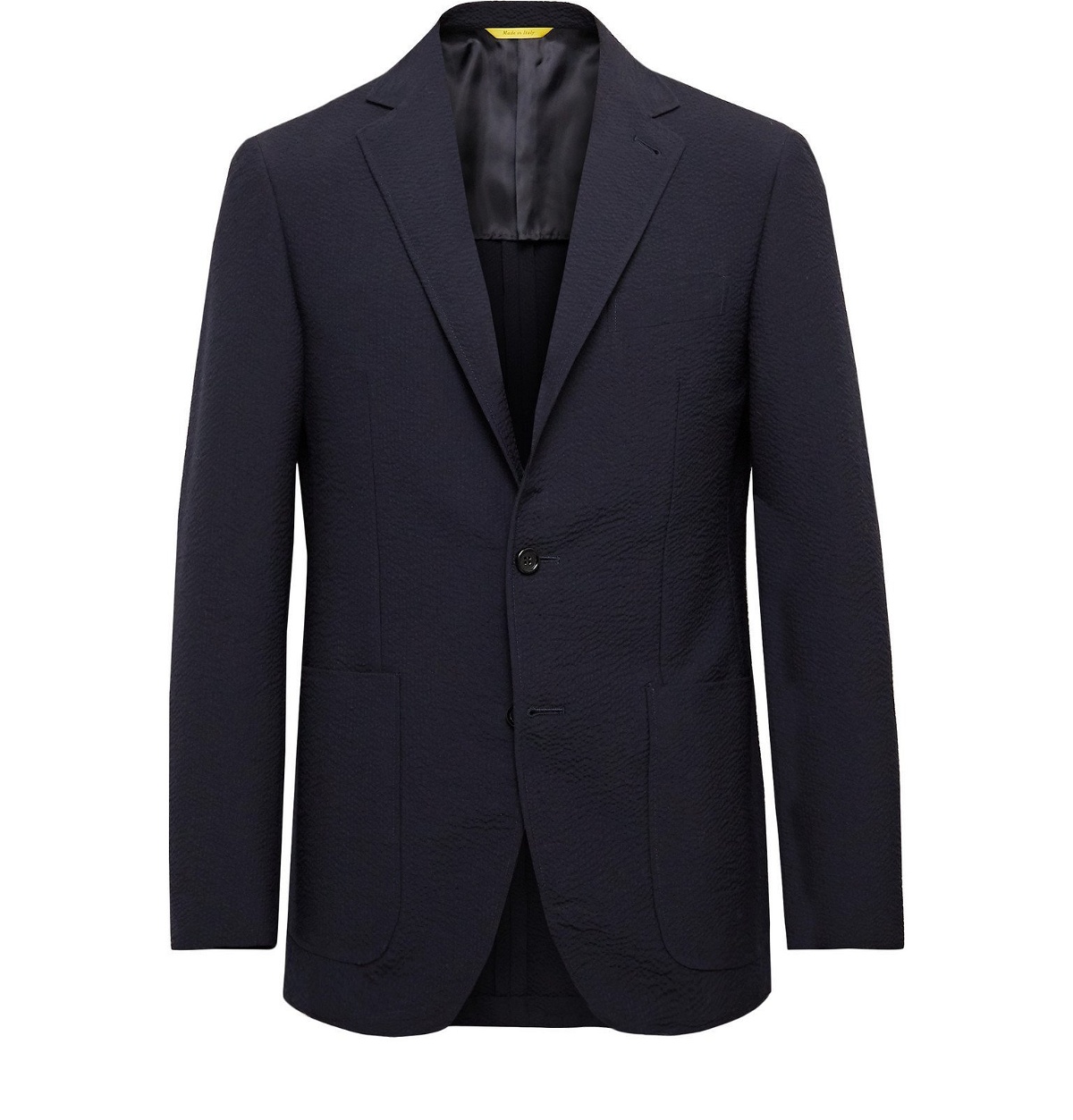 Canali - Kei Slim-Fit Wool-Blend Seersucker Suit Jacket - Blue Canali