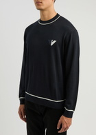 Emporio Armani Logo-intarsia Wool Jumper Navy