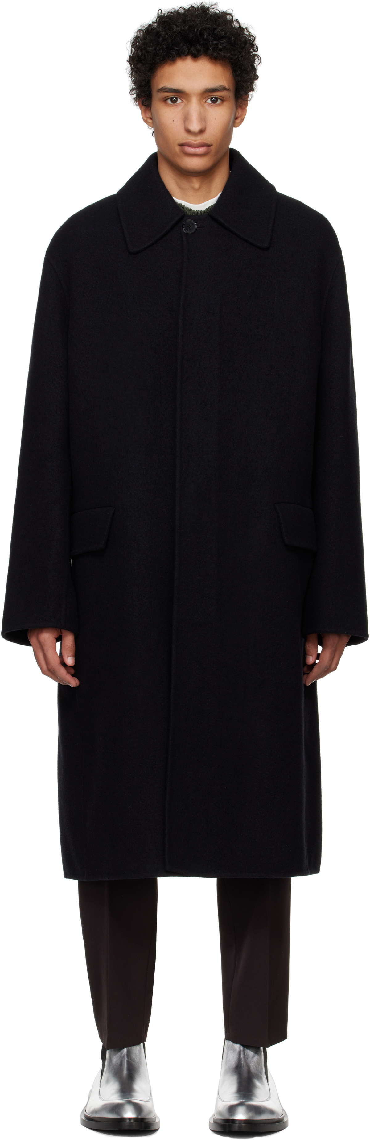 Jil Sander Black Sport Felt Coat
