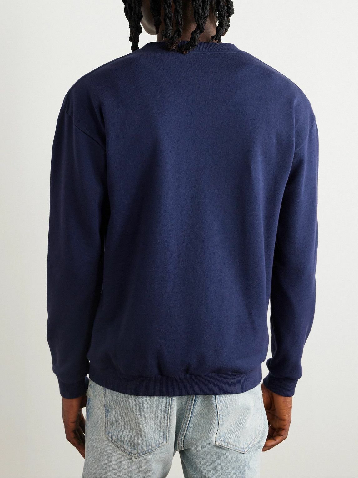 CELINE - Logo-Print Cotton-Blend Jersey Sweatshirt - Blue