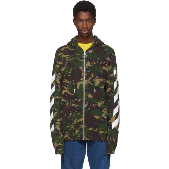 Off-White Multicolor Camouflage Diagonal Hoodie