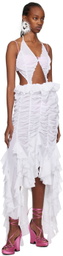 Ester Manas White Ruched Maxi Dress