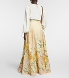 Zimmermann Coaster floral silk and linen maxi skirt