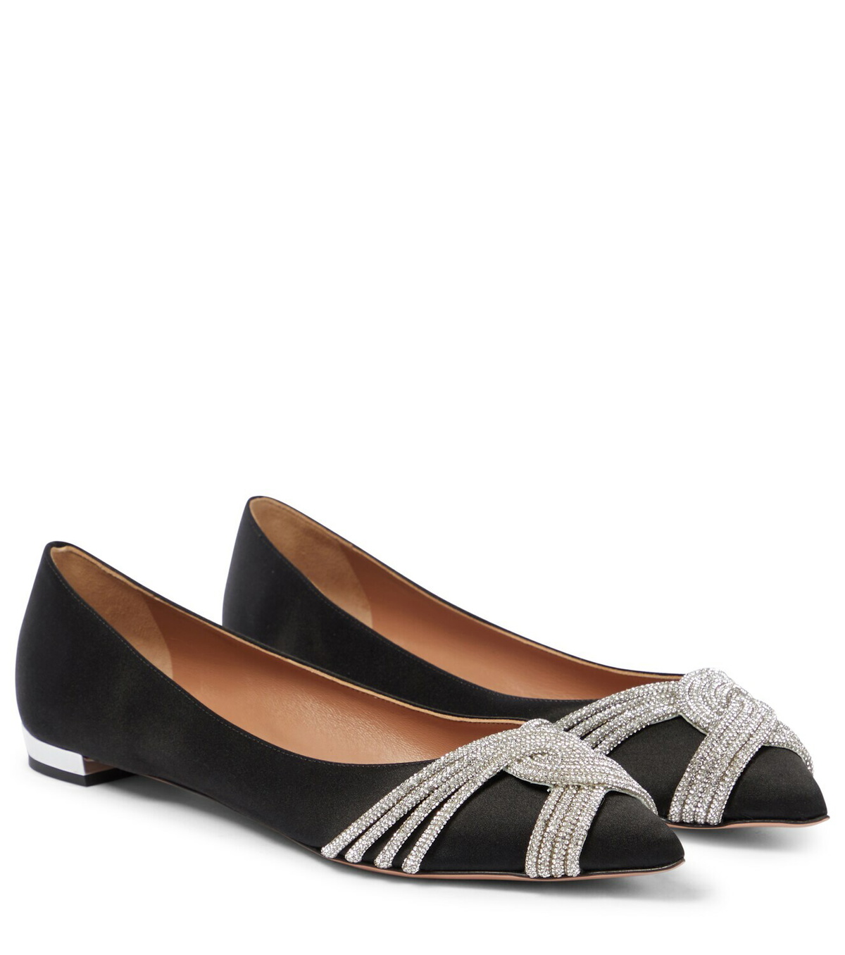 Aquazzura Gatsby embellished satin ballet flats Aquazzura