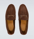 Gucci Bamboo Horsebit woven suede loafers
