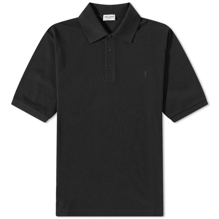 Photo: Saint Laurent Men's YSL Polo Shirt in Black