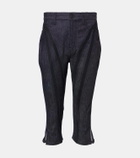 Mugler Mesh-trimmed denim capri pants