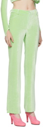 Maisie Wilen Green Velour Mockumentary Trousers