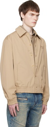 BALMAIN Beige Cotton Twill Bomber Jacket